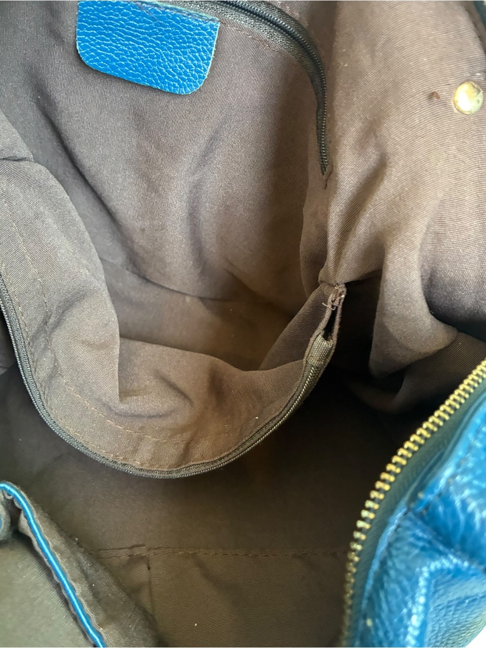 Blue Genuine Leather Slouchy Hobo Shoulder Crossbody Bag Large - Picture 7 of 7